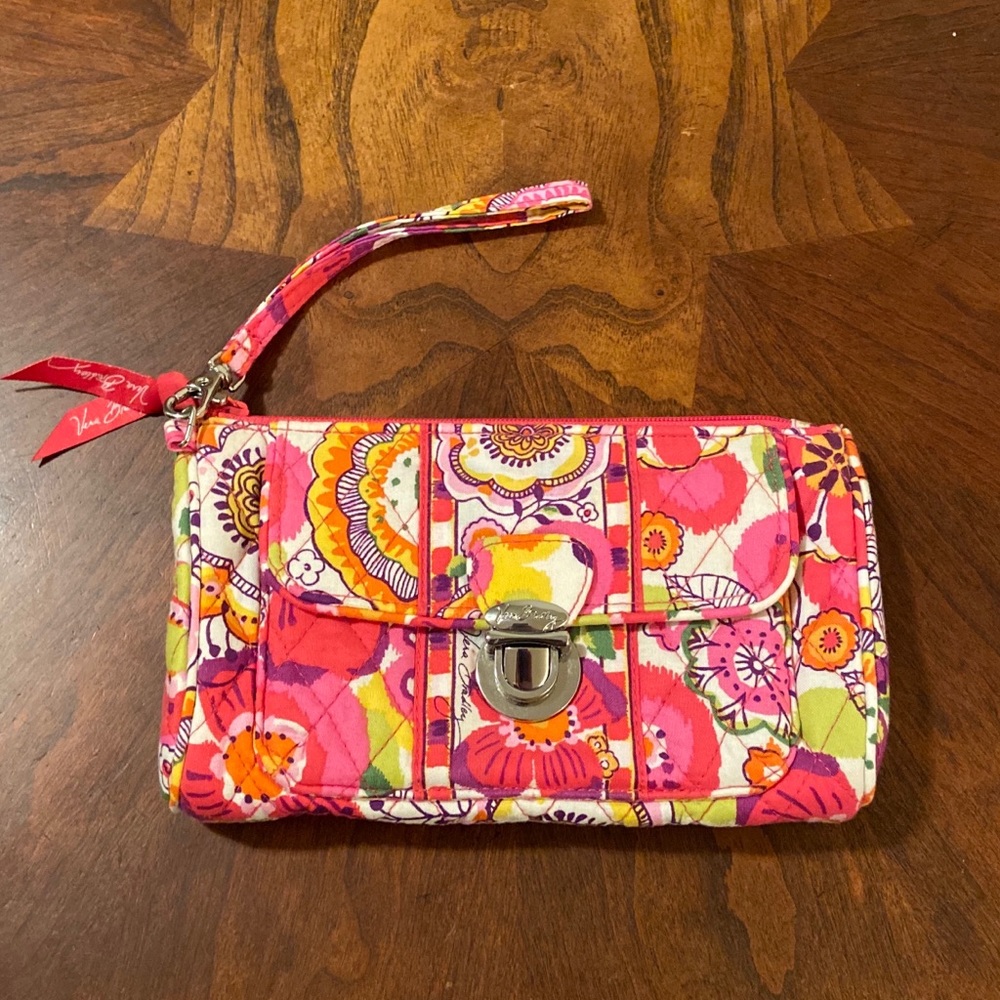Vera Bradley Pink Floral  Wristlet Wallet.